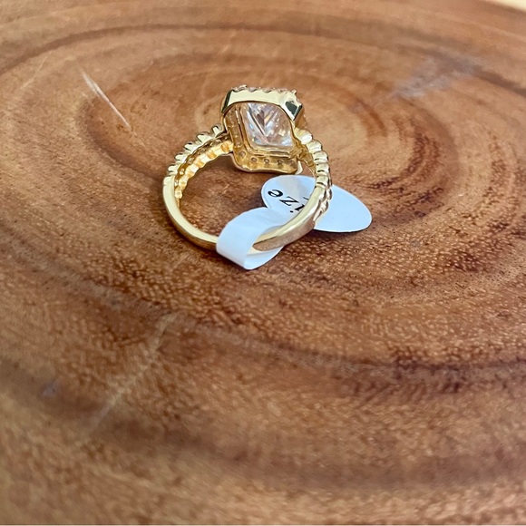 Emerald Cut CZ Engagement Style Ring 18K Gold Filled | Size 6 - Picture 6 of 9
